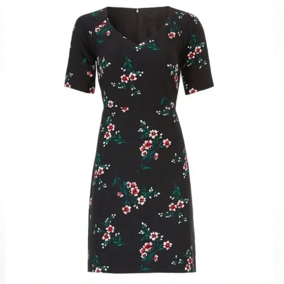 DRAPER JAMES Floral V-Neck Dress Black Multi size 0 new with tags - Picture 2 of 10